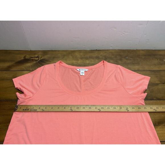 Athleta Stratus II Tee T-Shirt Size Large Scoop Neck Relaxed Fit Casual Pink - Picture 6 of 10